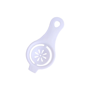 White plastic egg white separator with eight-petal hollow design and hanging hole