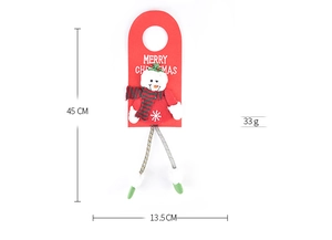 Christmas snowman door handle ornament with Merry Christmas text in red and white colors