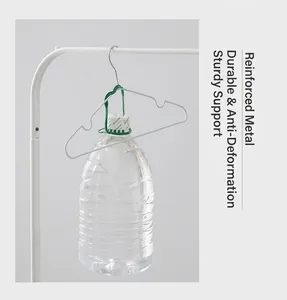 Heavy-duty white non-slip metal hanger showing strong load-bearing capacity with water jug