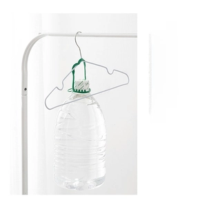 Heavy-duty white non-slip metal hanger showing strong load-bearing capacity with water jug