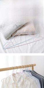 Detail of non-slip Macaron hangers with shoulder grooves and durable plastic coating