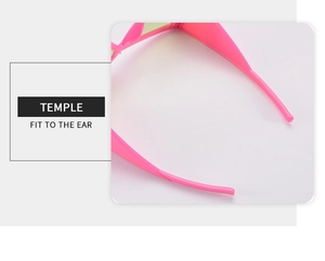Vue détaillée des branches de lunettes roses pour un maintien stable et confortable