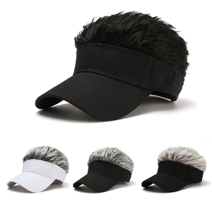 Novelty Baseball Cap With Synthetic Hair Wig Adjustable Cotton Sun Visor Hat For Party Performance Outdoors Adult