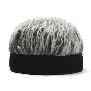 Bonnet docker noir en coton avec perruque grise réaliste pour déguisement créatif
