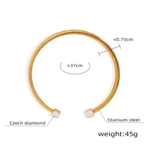 Détail d'un collier ras du cou en acier titane doré avec des embouts pavés de diamants tchèques