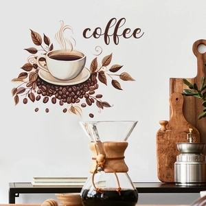 Creative coffee cup and beans wall sticker set for cafe kitchen wall decoration