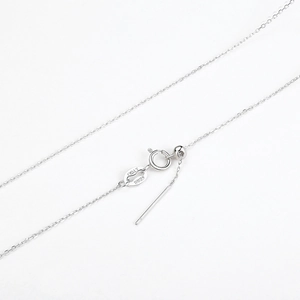 Macro detail of S925 sterling silver chain with adjustable needle slide clasp and ITALY stamp