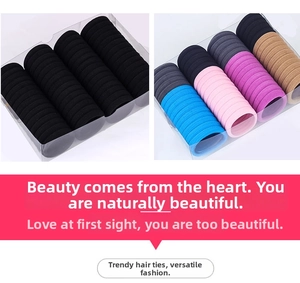 High elasticity seamless hair ties set in clear storage box for easy organization