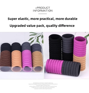 Close-up of seamless high-elasticity nylon hair bands in assorted Morandi colors