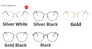 Detailed view of lightweight metal eyeglass frames in five diverse color options