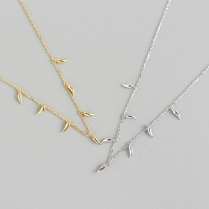 S925 sterling silver chili spike pendant necklace set in gold and silver finishes