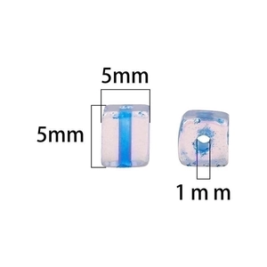Light blue iridescent 5mm square glass beads with 1mm hole for DIY jewelry making
