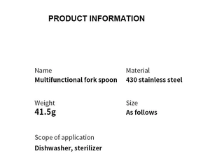Detailed technical specifications for 430 stainless steel multifunctional camping utensil