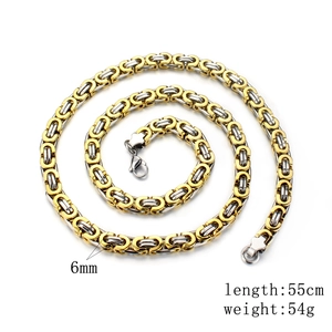 Men's two-tone gold and silver Byzantine chain necklace in 6mm width and 55cm length