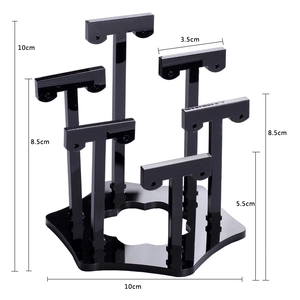 Set of 6 black acrylic T-bar earring display stands in varying heights for jewelry
