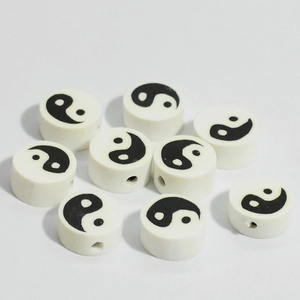 10mm black and white Tai Chi Yin Yang clay beads for DIY bracelets and crafts