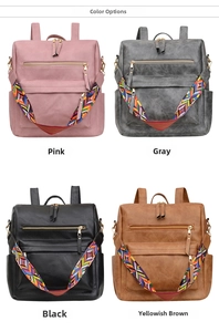 Sacs à dos ethniques en cuir PU en quatre couleurs avec sangles bohèmes et poches