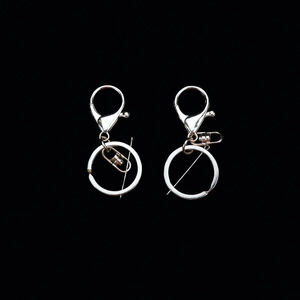 Polished silver metal lobster clasp with flat key ring and swivel for DIY crafts
