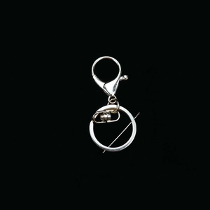 Polished silver metal lobster clasp with round ring and chain link for DIY keychains