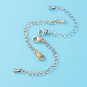 DIY stainless steel extender chain with lobster clasp in gold silver and rose gold colors