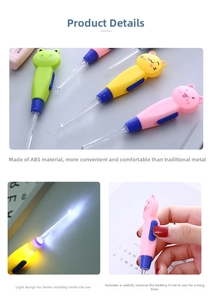 Luminous cartoon earwax removal tool with LED light and colorful animal designs