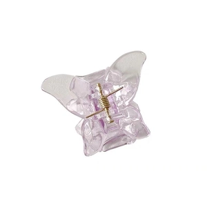 Transparent purple butterfly hair claw clip with elegant wings and metallic spring