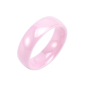Minimalist pink ceramic ring with a polished smooth finish and rounded design for couples