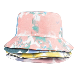 Women's colorful tie-dye bucket hat stack made of high-quality twill cotton fabric