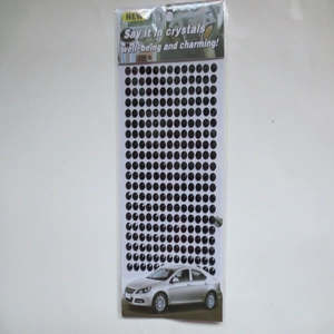 Detail of 3mm black acrylic rhinestone stickers for car interior DIY decoration