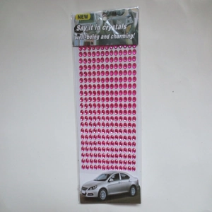 Detail of 3mm pink acrylic crystal rhinestone stickers for car interior DIY projects