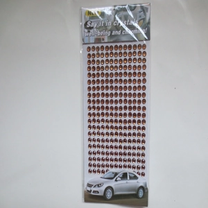 Detail view of 3mm brown acrylic crystal stickers for DIY car and craft decoration