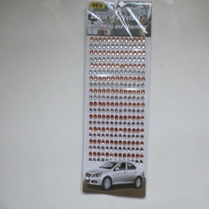 Detail of 3mm self-adhesive acrylic rhinestones for car interior and DIY crafts