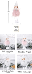 Detail of 22cm plush Christmas angel pendants with snowflake and star sequins