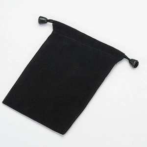 Premium black velvet drawstring pouch with beads for jewelry storage and gift packaging