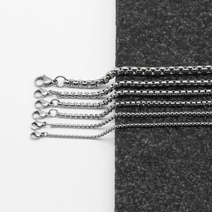 Minimalist Box Chain Necklace Stainless Steel Waterproof Non Fading Square Link Jewelry For Men Women
