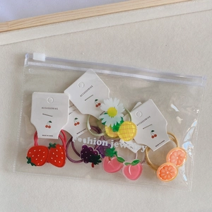 10er-Set Kinder-Haargummis mit süßen Frucht- und Blumenanhängern aus Acryl im Beutel