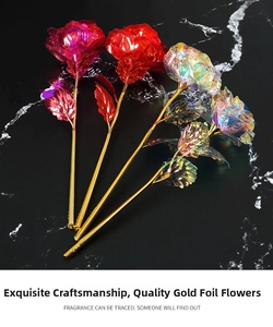 Detailed close-up of 24k gold foil rose stems showing a stamped 24K quality mark