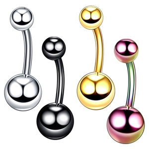 Detailed set of four stainless steel nose rings in silver, gold, black, and rainbow colors