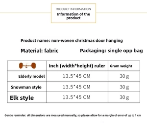 Detailed dimensions of the Santa Claus and Snowman fabric Christmas door hangers