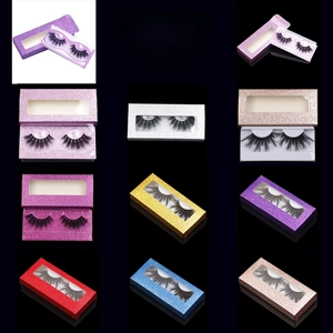 Glittery false eyelash packaging boxes in multiple colors with internal trays