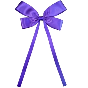 Elegant purple satin ribbon bow hair clip for women with a silky textured finish