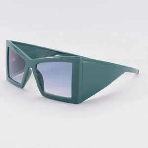 Lunettes de soleil oversize vert foncé à monture irrégulière et verres dégradés