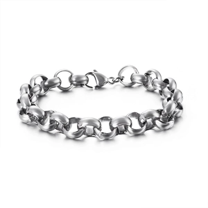 Rolo Chain Bracelet Stainless Steel Polished Minimalist Punk Style Unisex Jewelry Durable Hypoallergenic Titanium Steel