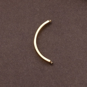 Curved golden titanium steel connector bar with two loops for DIY jewelry making