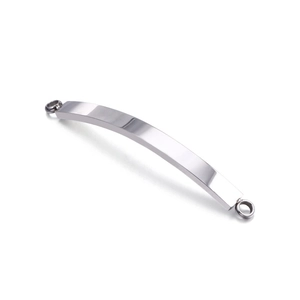 Polished silver stainless steel curved connector bar for DIY bracelet and necklace making