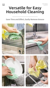 Absorbent cotton plaid kitchen towels used for cleaning faucets and drying dishes