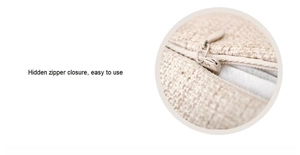 Detailed view of linen Christmas pillowcase featuring a hidden zipper closure design