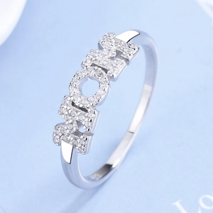 925 Sterling Silver MOM Letter Ring For Women Zirconia Inlaid Platinum Plated Elegant Fashion Jewelry Mother's Day Gift