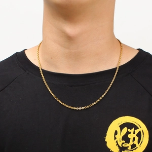 Minimalist gold link chain necklace shown on neck for a modern jewelry style