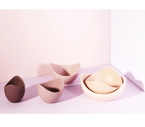 Minimalist Morandi lotus ceramic bowls set with matte finish in gradient earthy tones